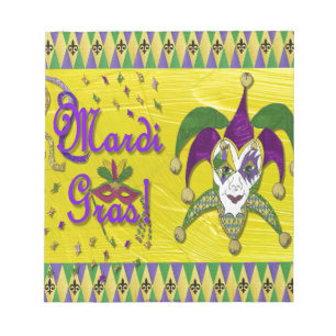 Jester Mask Mardi Gras Harlequin Notepad