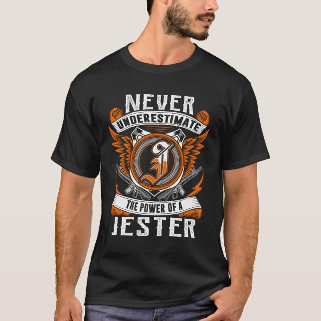 JESTER - Never Underestimate Personalised T-Shirt (Front)