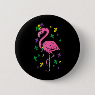Jester Pink Flamingo Bird Animal Cute Mardi Gras C 6 Cm Round Badge