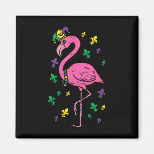 Jester Pink Flamingo Bird Animal Cute Mardi Gras C Magnet