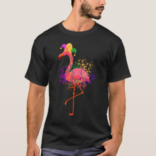 Jester Pink Flamingo Bird Animal Cute Mardi Gras C T-Shirt