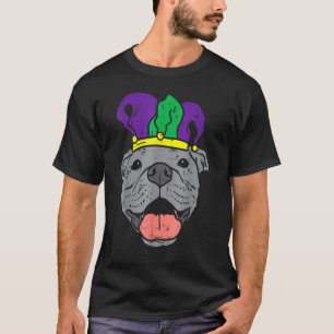 Jester Pitbull Face Mardi Gras Pittie Dog Men Wome T-Shirt
