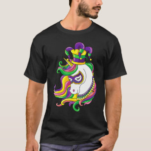 Jester Rainbow Unicorn Mardi Gras Mask Costume 1 T-Shirt