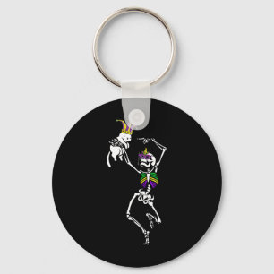 Jester Skeleton Dancing Cat Mardi Gras Mask Carniv Key Ring
