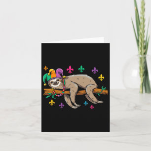 Jester Sloth Animal Cute Funny Mardi Gras Carnival Card