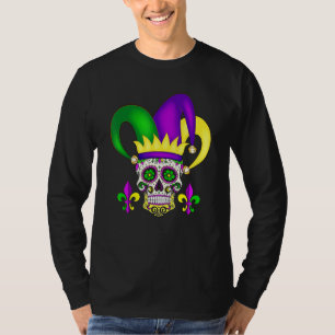 Jester Sugar Skull Mardi Gras Party Men Women Kids T-Shirt