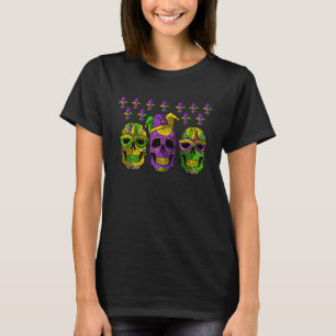 Jester Sugar Skull Mardi Gras Skeleton Carnival Pa T-Shirt
