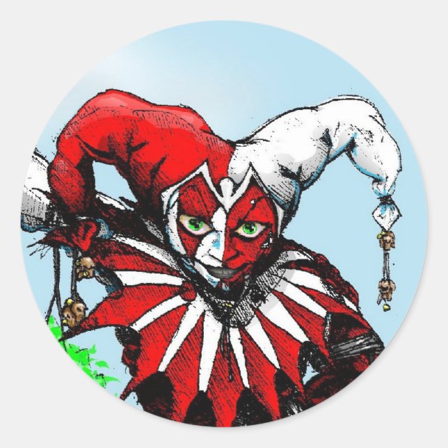 jester w-balloons2 classic round sticker (Front)