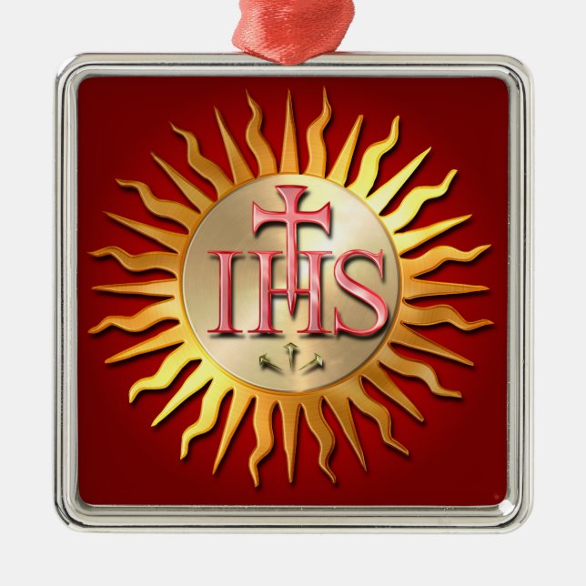Jesuit Seal Metal Tree Decoration (Front)