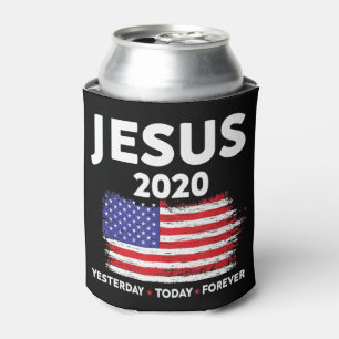 Jesus 2020 Election Sign USA flag Patriotic Christ Can Cooler