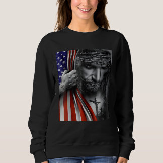 Jesus 4th of July American Flag Christian Faith Ch Sweatshirt