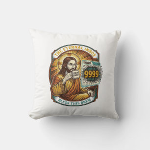 Jesus 9999 Unread Emails Inbox Zero Office Humor_1 Cushion