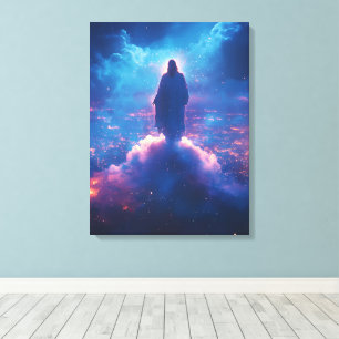 Jesus Above the World – Watercolor Divine Presence Canvas Print