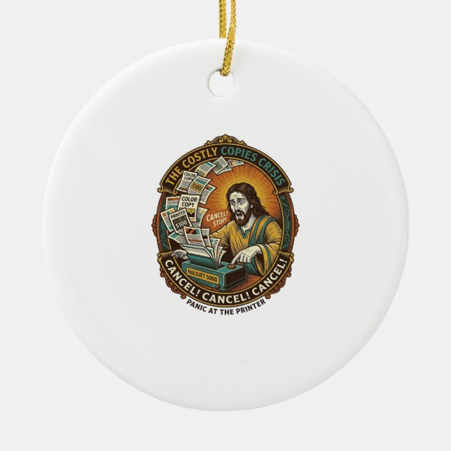 Jesus Accidental 100 Colour Copies Printer Mistake Ceramic Tree Decoration (Front)