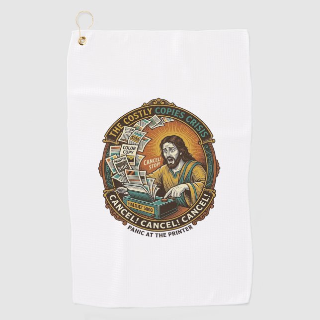 Jesus Accidental 100 Colour Copies Printer Mistake Golf Towel (Front)