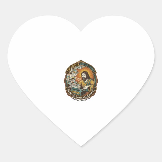 Jesus Accidental 100 Colour Copies Printer Mistake Heart Sticker (Front)