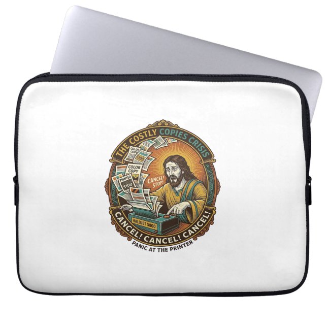 Jesus Accidental 100 Colour Copies Printer Mistake Laptop Sleeve (Front)