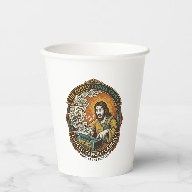 Jesus Accidental 100 Colour Copies Printer Mistake Paper Cups (Front)