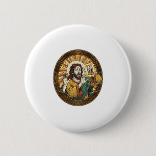 Jesus Accidental Front Camera Double Chin Selfie E 6 Cm Round Badge