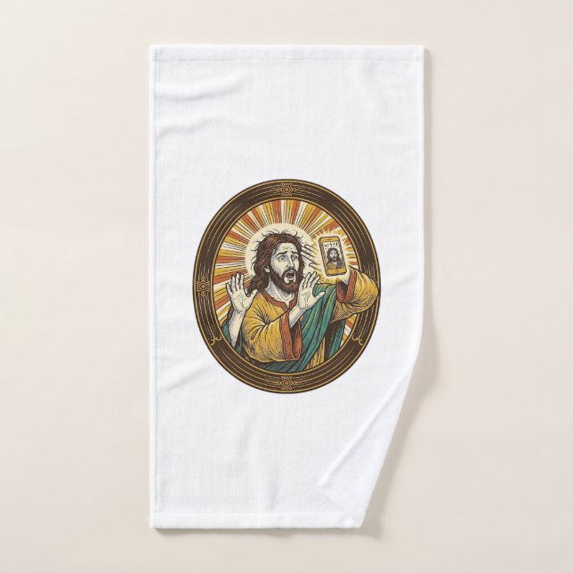 Jesus Accidental Front Camera Double Chin Selfie E Hand Towel (Hand Towel)