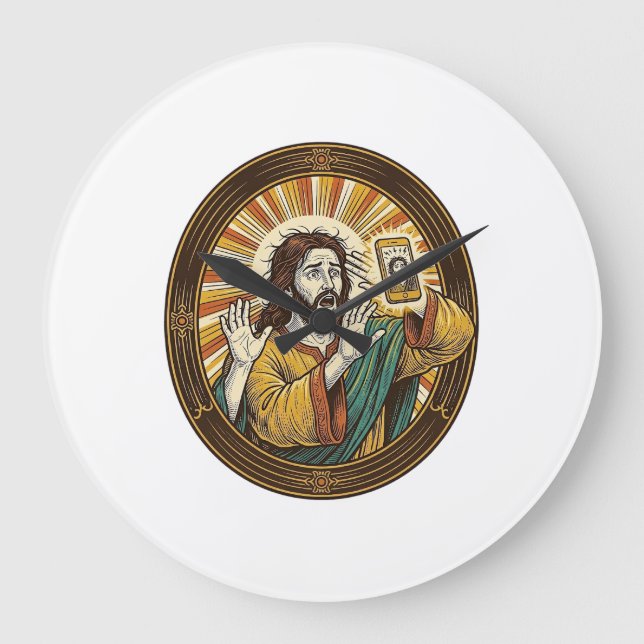 Jesus Accidental Front Camera Double Chin Selfie E Large Clock (Front)