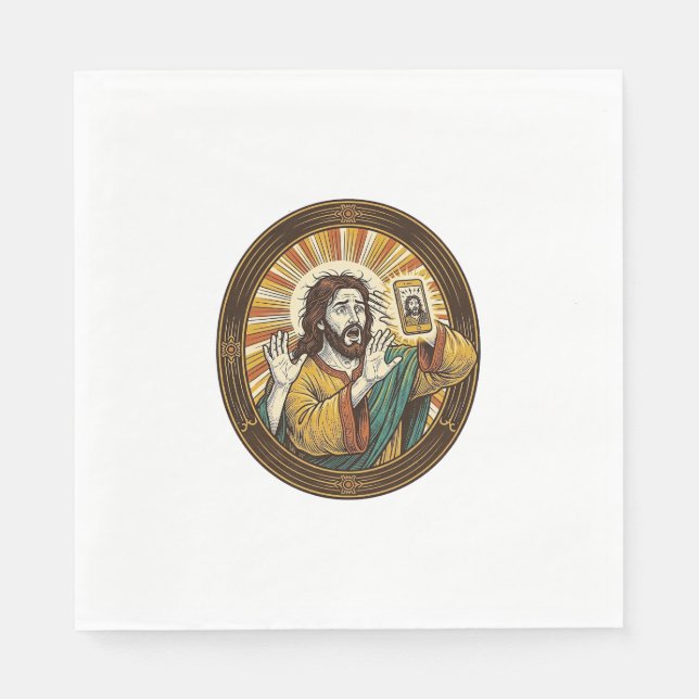 Jesus Accidental Front Camera Double Chin Selfie E Napkin (Front)
