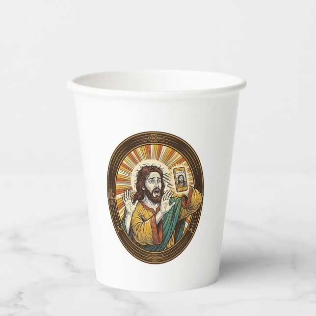 Jesus Accidental Front Camera Double Chin Selfie E Paper Cups (Front)