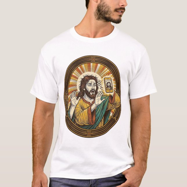 Jesus Accidental Front Camera Double Chin Selfie E T-Shirt (Front)