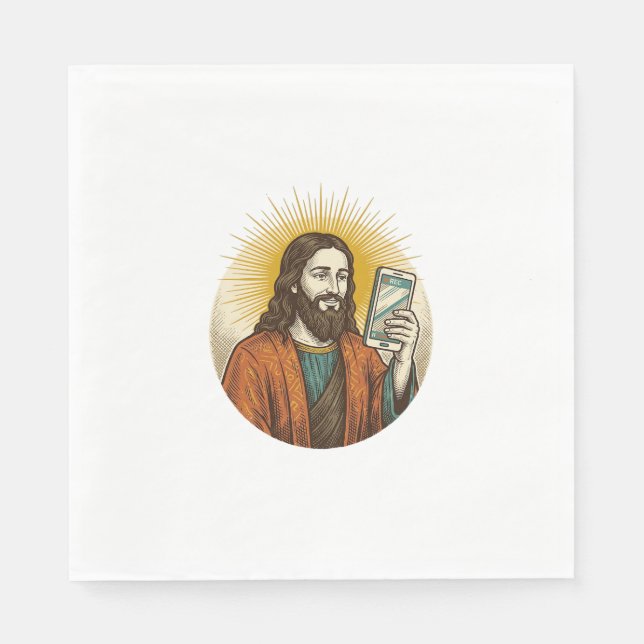 Jesus Accidental Video Instead Of Photo Camera Fai Napkin (Front)