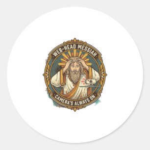 Jesus Accidental Video On Bedhead Morning Meeting Classic Round Sticker