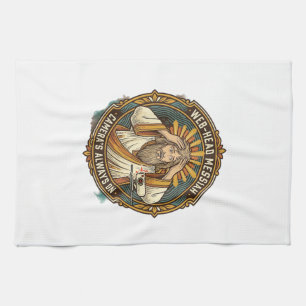 Jesus Accidental Video On Bedhead Morning Meeting Tea Towel