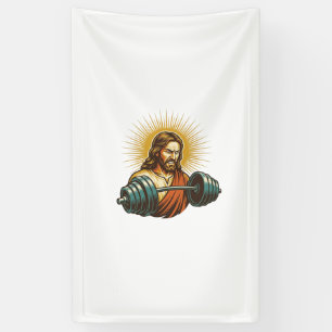Jesus Accidentally Adding Too Much Weight Gym Fail Banner