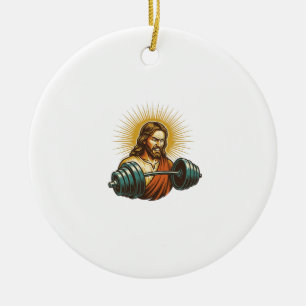 Jesus Accidentally Adding Too Much Weight Gym Fail Ceramic Tree Decoration
