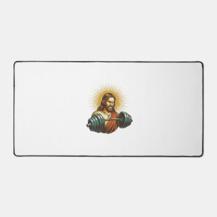 Jesus Accidentally Adding Too Much Weight Gym Fail Desk Mat