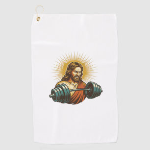Jesus Accidentally Adding Too Much Weight Gym Fail Golf Towel
