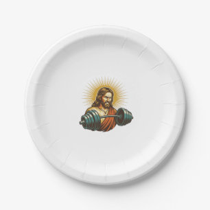 Jesus Accidentally Adding Too Much Weight Gym Fail Paper Plate