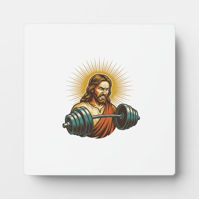 Jesus Accidentally Adding Too Much Weight Gym Fail Plaque (Front)
