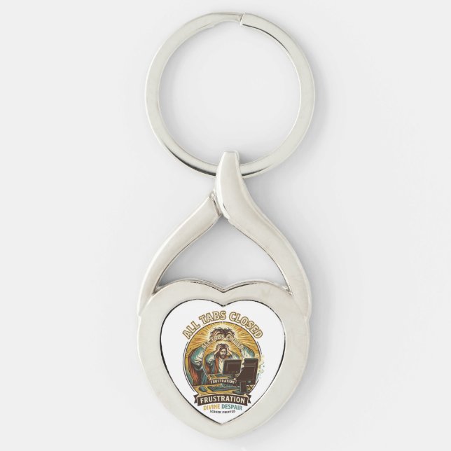 Jesus Accidentally Closed All Browser Tabs Panic T Key Ring (Front)