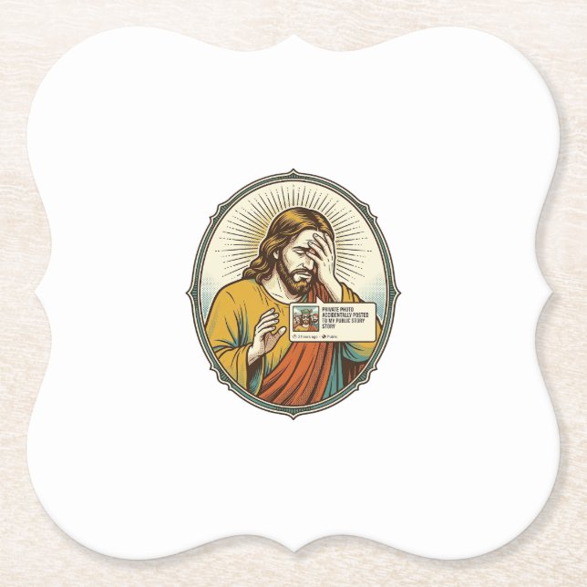 Jesus Added To Story Instead Direct Message Social Paper Coaster (Front)