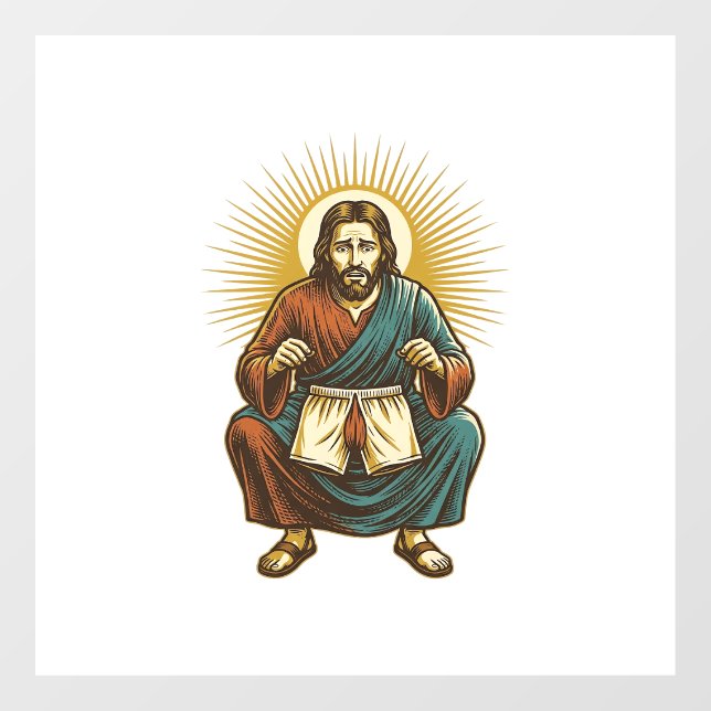 Jesus Adjusting Uncomfortable Wedgie Mid Squat Gym (Sheet)