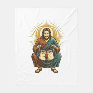 Jesus Adjusting Uncomfortable Wedgie Mid Squat Gym Fleece Blanket