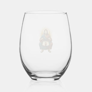 Jesus Adjusting Uncomfortable Wedgie Mid Squat Gym Stemless Wine Glass