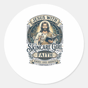Jesus Aesthetician Skincare Vintage Shirt Christia Classic Round Sticker