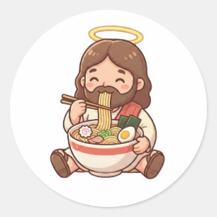 Jesus also likes ramen classic round sticker