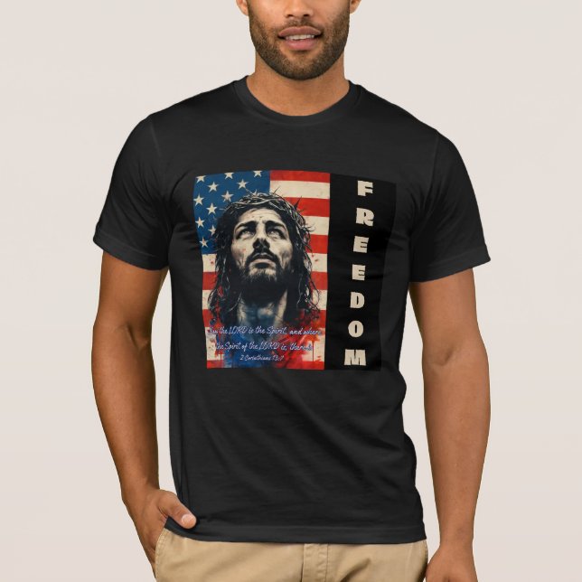 Jesus American Flag T-Shirt | 2 Corinthians 13:7 | (Front)