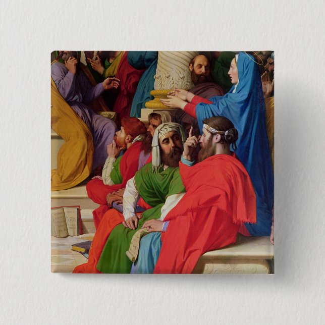 Jesus Among the Doctors 15 Cm Square Badge (Front)