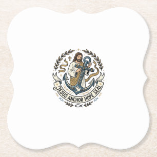 Jesus Anchor Hope Seal Jesus Anchor Hope Seal Chri Paper Coaster