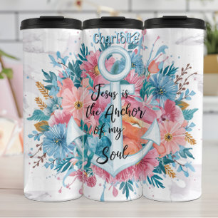 Jesus Anchor Soul Floral Art Thermal Tumbler