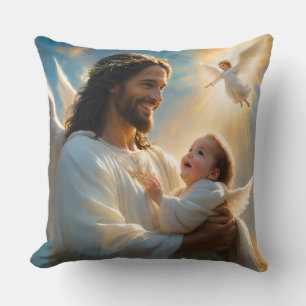 Jesus and Baby Angel Cushion