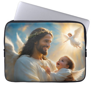 Jesus and Baby Angel Laptop Sleeve